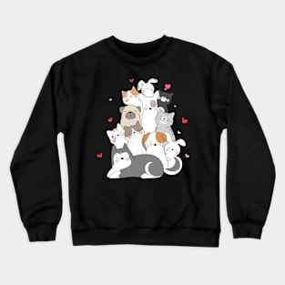 dogs and cats in love-cat lover-dog lover-cute cat-cute dog-cats-dogs-catshirt-dogshirt Crewneck Sweatshirt